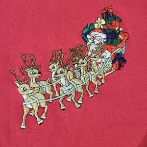 Vintage, Christmas, Ugly Sweater, Santa And His Raindeer, Sleighing, Red, Unisex